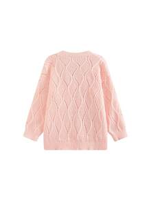 Korean Style Cozy Knit Cardigan For Women, Early Autumn Outfit, Pink Slouchy Loose Sweater Jacket - Pink - View 6