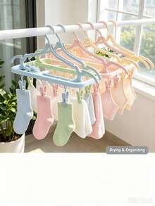12pcs Foldable Travel Clothes Hanger, Space-Saving Non-Slip Bra Drying Rack, Portable Pocket-Sized Clothing Hooks For Travel And Home Use - Multicolor - View 9