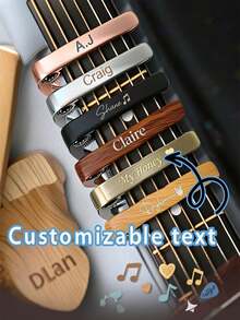 Customizable Engraved Guitar Capo, Universal Tuning Clip For Acoustic And Electric Guitars, Wooden Texture Professional Pitch Clamp, Supports Personalized Text Customization, Create Exclusive Guitar Accessories, Meaningful For Gifts Or Personal Use; Compatible With Acoustic And Electric Guitars, Meets Tuning Needs Of Different Guitar Types; Features Wooden Texture Design, Beautiful Appearance, Comfortable Grip, Enhances User Experience. - Multicolor - View 8