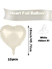 10pcs/Set 18inch Heart Shaped Foil Balloon In Gold, White, Red, Pink, Blue, Cream, Light Gold, Black - Perfect For Birthday Party, Wedding, Valentine's Day, Anniversary, Bridal Shower, New Year Party Decoration, Room Decor, Photo Props - Multicolor - View 26