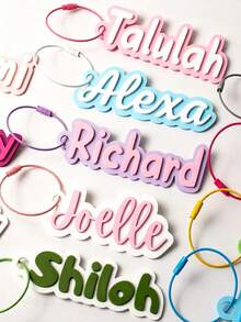 Customized Name Keychain Personalized Acrylic Name Tag Graduation Gift Souvenir Academic Style Text Nameplate Backpack Insulated Cup Water Bottle Lunch Box Accessory Gym Bag Luggage Tag Pendant Couple Style Customized Luggage Tag - Multicolor - View 4