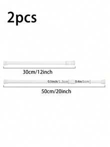 1pc No-Drill Adjustable Tension Shower Curtain Rod, Stainless Steel Spring-Loaded Extendable Pole, Multi-Purpose For Bathroom Wardrobe Balcony Window, Easy Install Home Essentials - White - View 13