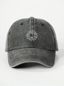 1件男士刺繡透明向日葵水洗棒球帽，街頭時尚休閒帽，適合春夏/秋季旅行、海灘度假 - 棒球帽 - 查看 17