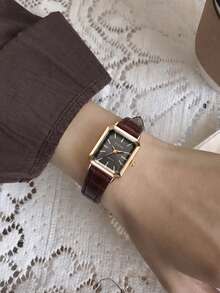 2pcs Watch Set, Unique Curved Design With Animal Texture And Black Leather Strap, Perfect For Daily Wear - Multicolor - View 17