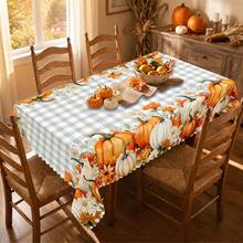 1pc Thanksgiving Autumn Pumpkin Print Rectangular Tablecloth, Suitable For Holidays, Parties, Birthdays, Dinner Parties, Restaurant Table Decor, Thanksgiving Home Autumn/Winter Decoration - A - View 7