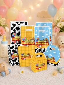 Hộp quà hoạt hình chủ đề câu chuyện hoạt hình, bộ quà tặng trang trí sinh nhật, hộp quà tiệc phù hợp cho đồ dùng tiệc sinh nhật theo chủ đề, hộp kẹo họa tiết mây bò xanh da trời - nhiều màu - Xem 4
