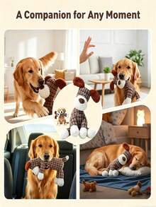 1pc Soft Fabric Squeaky Crinkle Plush Pet Chew Toy, Battery-Free Interactive Dog Training Toy, Durable Reinforced Chewing Accessory, Suitable For All Sizes Of Dogs With Strong Chewing Habits, Puppy Teething Supplies, Daily Companion Toy - Multicolor - View 3