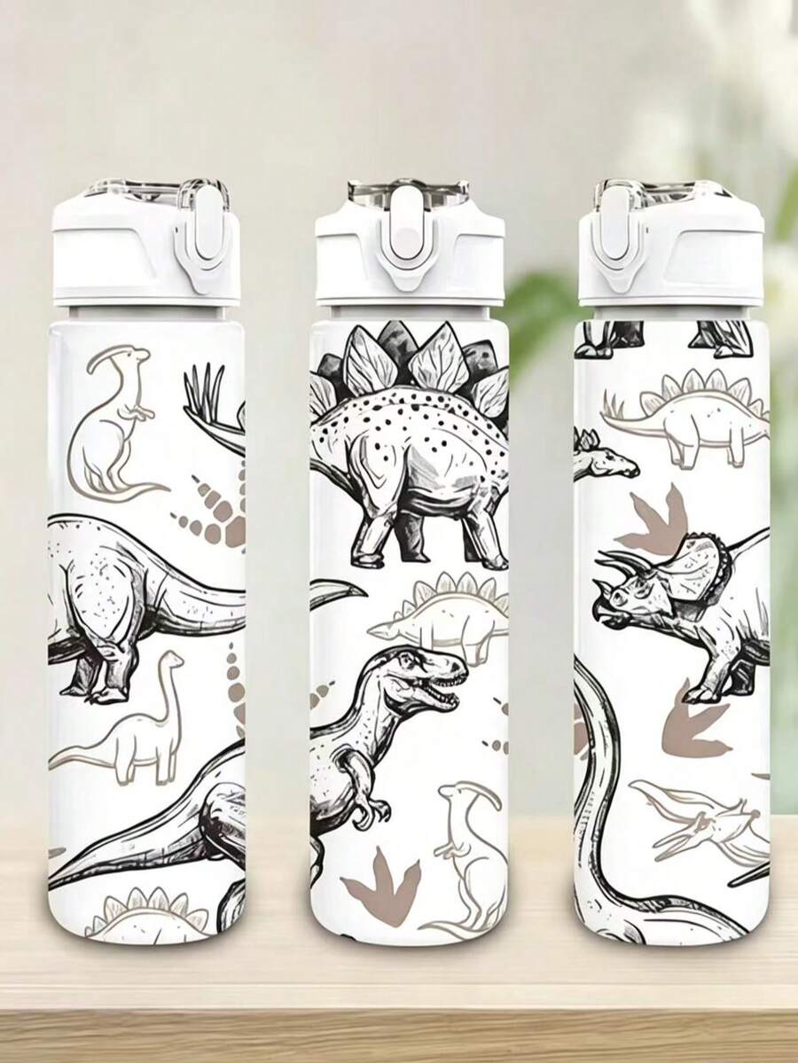 1pc 750ml/26oz Vintage Dinosaur Sketch Print Sports Water Bottle ...