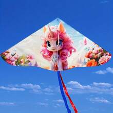 1pc Cartoon Triangle Kite With 50m Line, Suitable For Beach, Grass, Outdoor Flying Entertainment - Multicolor - View 6