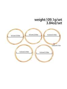 5pcs/Set Vintage Fashion Geometric Curved Smooth Plain Metal Bangles For Women, Elegant Glamorous Daily Casual Party Gathering Vacation Travel Couple Date Holiday Versatile Jewelry Bracelet Gift - Bracelet - View 4