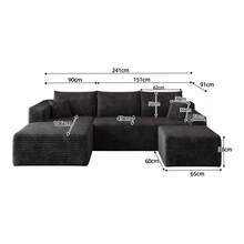L Shape Sofa Black Fabric 241cm For Living Room And Lounge - 黑色四座 - 查看 8