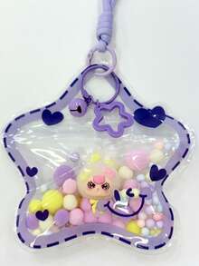 1 Set Sweet Cool Style Dopamine PVC Star Bag Flocked Rabbit Doll Bell Hanging Ornament Macaron Fur Ball Pentagram Hanging Rope Keychain Spring Buckle Bag Accessory Pendant Girl Birthday Gift Party Small Gift - Multicolor - View 10