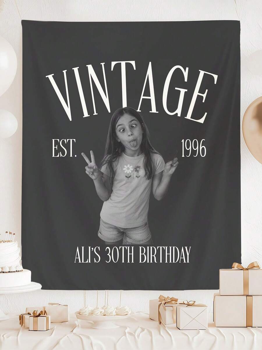 1pc Customized Vintage 30th Birthday Party Banner: 30th Birthday Photo Backdrop Welcome Sign, Fun Birthday Decoration For Men And Women - Multicolor - View 1