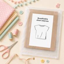 Round Neck Short Sleeve Women's Blouse Sewing Pattern, Kraft Paper Material, 1:1 Scale, Includes Instructions, Size: 0-3 Months To 5-6 Years (62 To 118), Multi-Size Clothing Template, Can Make Girls' Summer T-Shirts, Efficient Tool For Adult Sewing Enthusiasts, Suitable For Beginners' Sewing Pattern Making - A - View 7