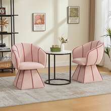 Pink Chenille Armchair - Ergonomic Design - Ideal For Living Room Or Bedroom - 粉色 - 查看 10