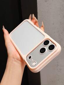 1pc Minimalist Cute Contrast Color Soft Edge Shockproof Phone Case, Dual-Color Injection Molded Transparent Acrylic Material, Raised Lens Anti-Drop/Anti-Scratch Camera Protection, Compatible With IPhone 17 Pro Max/13/13 Pro/13 Pro Max/14/14 Pro/14 Pro Max/14 Plus/12/15 Pro/15 Pro Max/16/16 Pro Max/16 Pro/16 Plus/17/Air/ 11/ 18 Pro Max/18 Pro, Cute Apple Smartphone Protective Shell, Perfect For Girls - Pink - View 6