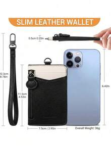 Pomelo Best Slim PU Leather Card Holder 2 Card Slots ID Window Detachable Wristlet Strap Mini Card Wallet,Card Sleeves - Multicolor - View 2