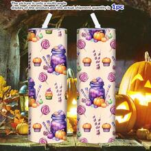 1pc, Halloween 20oz Stainless Steel Straight Tumbler With Lid And Straw, Pumpkin, Candy, Can Pattern, Vacuum Insulated Slim Coffee Cup, Halloween Party Decoration, Holiday Birthday, Suitable Home Kitchen - XAH3719 - View 12