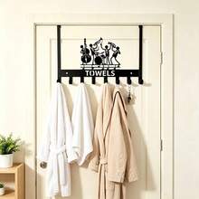 No-Drill Over-The-Door Hook, Band Character Iron Hollow Decorative Hook, 8-Hook Large Capacity Door Back Storage Rack, Bathroom Towel Clothing Key Bag Storage Rack, Bedroom Entryway Door Universal Hanging Hook, Perfect Gift Choice - View 11