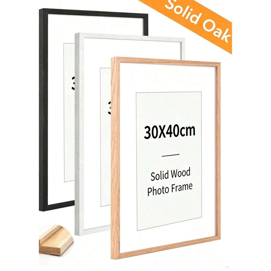 1件/3件 30x40cm 純橡木相框,極簡現代木製相框,適用於牆掛或桌面擺飾,客廳臥室辦公室家居裝飾,黑色/白色/原木色,A4/30x40cm - 實木相框 - 查看 1