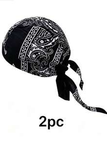 1pc/2pcs European & American Outdoor Cycling Pirate Hat Pure Cotton Printed Single Waistband Multi-Color Bandana Cap Street Dance Hip Hop - Elastic Pirate Hat - View 10