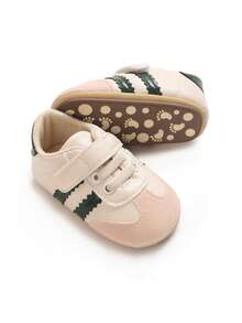 Soft Sole Infant Shoes For 0-1 Year Old Boys And Girls, Color Block Athletic Sneakers, Non-Slip Walking Shoes, Simple And Fashionable - White - View 2