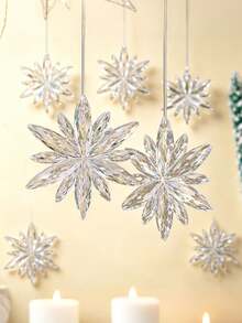 Christmas Transparent Icicle Snowflake Decorations Acrylic Snowflake Icicle Christmas Decor Suitable For Room Decoration Bathroom Decoration Home Decor - Clear - View 10