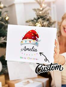 1pc Gift For Her/Him Personalized Custom Gift Box For Her/Him - Custom Name, Fashionable White Box With White Ribbon, Displaying Holiday Theme, Suitable For Commemorative Occasions, Christmas Party Gift, Holiday Gift Box, Pre-Christmas Gift Bag - Multicolor - View 7