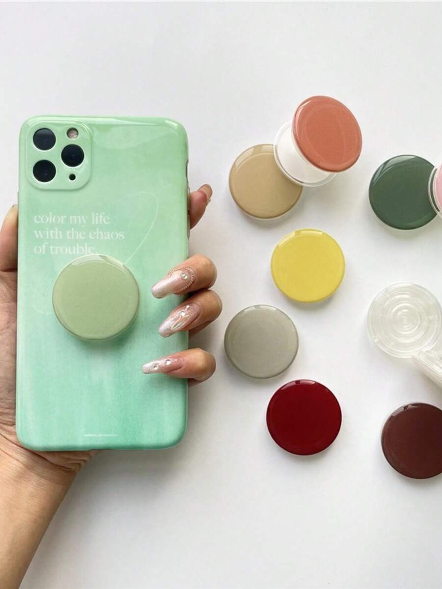Giá đỡ điện thoại dán bàn dạng túi khí thu gọn, màu trơn trong suốt, kiểu macaron, chất liệu epoxy, thiết kế slouchy cho ốp lưng