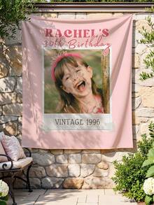 1Pc Custom Birthday Party Decor, Personalized Vintage Photo Birthday Party Background, 30th Birthday Tapestry, Birthday Party Banner Sign Decor - Multicolor - View 3
