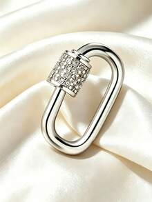 1/2pcs Oval Screw Lock Clasp Jewelry Connector, Micro-Inlaid Cubic Screw Necklace Connector, Copper Material, Gold Snap Button, Silver Hook Clasp, Necklace Bracelet Connector, Suitable For Jewelry Making Accessories - Pearl Button - View 13