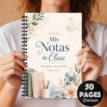 1PC A5 Spanish Mis Notas De Clase Floral Spiral Notebook, 50 Pages/25 Sheets, Teacher Journal For Lesson Planning, Classroom Notes, Teaching Organization And Daily School Office Use - A5 - View 9