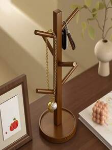1PC Retro Nan Bamboo Cup Holder European Style Desktop Cup Drainer Rack Living Room Kitchen Office Multi-Purpose Mug Storage Rack Light Luxury Nordic Style Log Color Solid Wood Cup Holder Rounded Corners - 1PC - View 1
