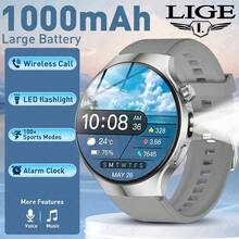 Đồng hồ thông minh LIGE: Pin dung lượng siêu lớn 1000mAh, đèn LED, hơn 100 chế độ thể thao, chống nước hàng ngày, dự báo thời tiết, phát nhạc, báo thức, thông báo tin nhắn - Đồng hồ thông minh thể thao ngoài trời đa năng phù hợp cho nam và nữ - Xem 1