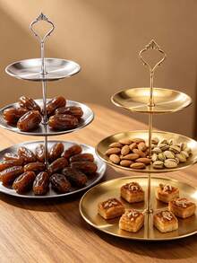 3件/4件不鏽鋼多層甜點架水果盤，穩定防鏽易清潔，桌面收納展示架，省空間多層設計，適合派對與節日餐桌裝飾，蛋糕與糕點完美搭配 - 查看 9