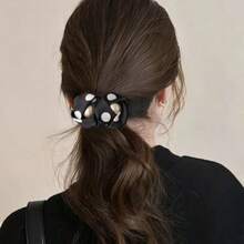 2pcs Floral Print Bohemian Acrylic Minimalist Pearl Bun Hair Claw Clips, Elegant Exquisite Flower Hair Clips, Non-Slip Hair Accessories, Hair Styling Tool, Suitable For All Seasons - Multicolor - View 6