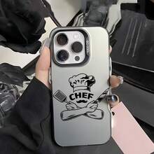Phone Case - Chef Hat And Crossed Kitchen Utensils Pattern, Stylish And Minimalist, New Anti-Slip Large Hole Drop-Resistant Phone Case, Fun And Unique,  Gift For Both Men And Women For Holidays - 透黑 - 查看 4