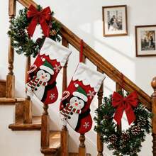 Christmas Stocking Colorful Candy Treat Bag Hanging Decor For Holiday Party - Red - View 3