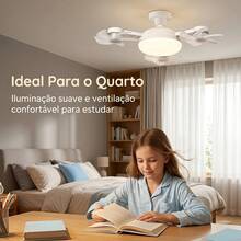 Ventilador de Teto Lustre LED E27 Silencioso com Controle Remoto 3 Mini Helices Integradas Bivolt - Branco - Visão 9