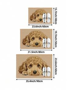 DAJIANG 1pc Multicolor Dog Cartoon Cute Doormat Rug, Suitable For Bathroom, Kitchen, Outdoor, Indoor, Bedroom, Living Room, Bedside, Machine Washable Easy To Clean, Non-Slip Backing Entryway Mat - Curly Poodle - Khaki - View 3