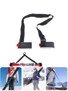 1Pc Universal Adjustable Ski Carrier Strap, Portable Snowboard Carrier Shoulder Straps, Cushioned Nylon Shoulder Harness, Non-Waterproof Lightweight Skiing Backpack Accessory For Men And Women(The Direction Of Hook And Loop Pasting Is Random) - Red Ears - View 7