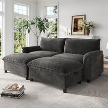 Modular Sofa Black Made Of Chenille For Living Room - Black 4 Seat - View 7