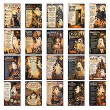 20pcs Vintage Cute Ghost Story Postcards, 6''x4'', Retro Spooky Halloween Short Tale Illustrated Cards, For Junk Journal Scrapbooking, Halloween Party Decoration, Handwritten Message Note Cards & Gothic Hobby Collection - View 8