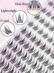 100 Pcs Self-Adhesive Anime-Style Lashes, Black Fine Layered Tips With Split Ends For Airy Natural Eye Contour, Five-Second Easy Application, Great For Relaxed Commuting, Fresh Social Outings, And Everyday Versatile Occasions. - D - View 6