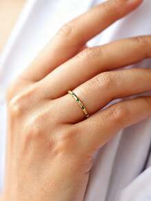 QIUCHU 1pc S925 Sterling Silver Bamboo Knot Niche Original Design Ring, Elegant Versatile Stackable Ring For Women, Suitable For Daily Wear, Dating, Party, And Holiday Gift, Net Silver Weight: 1.3g - Gold - View 7