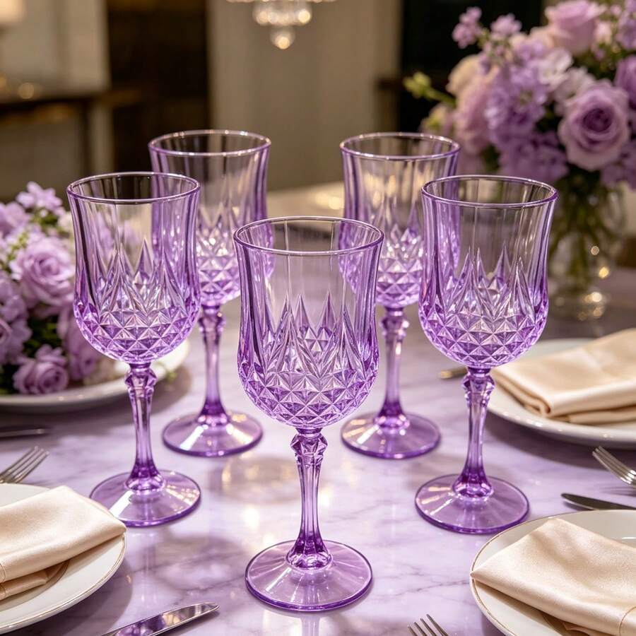 Dreamy Purple Taro High-Stem Glass, Faceted Refraction With Dynamic Purple Light, Exquisite Stem Design Showcasing Delicate Craftsmanship. Suitable For Various Beverages, Perfect For Girl Gatherings And Romantic Dinner Parties, Adding A Light And Gentle Luxury Vibe To Your Life - View 1