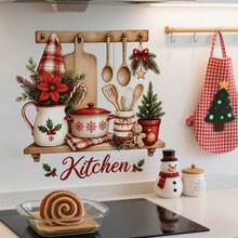 3/1 buah Stiker Dinding Dapur Natal. Pohon Natal Mini, Peralatan Holly dengan Desain Huruf Dapur. Stiker Vinyl Tema Natal Modern untuk Dekorasi Pesta Liburan Musim Dingin Ruang Makan Dapur. - View 7