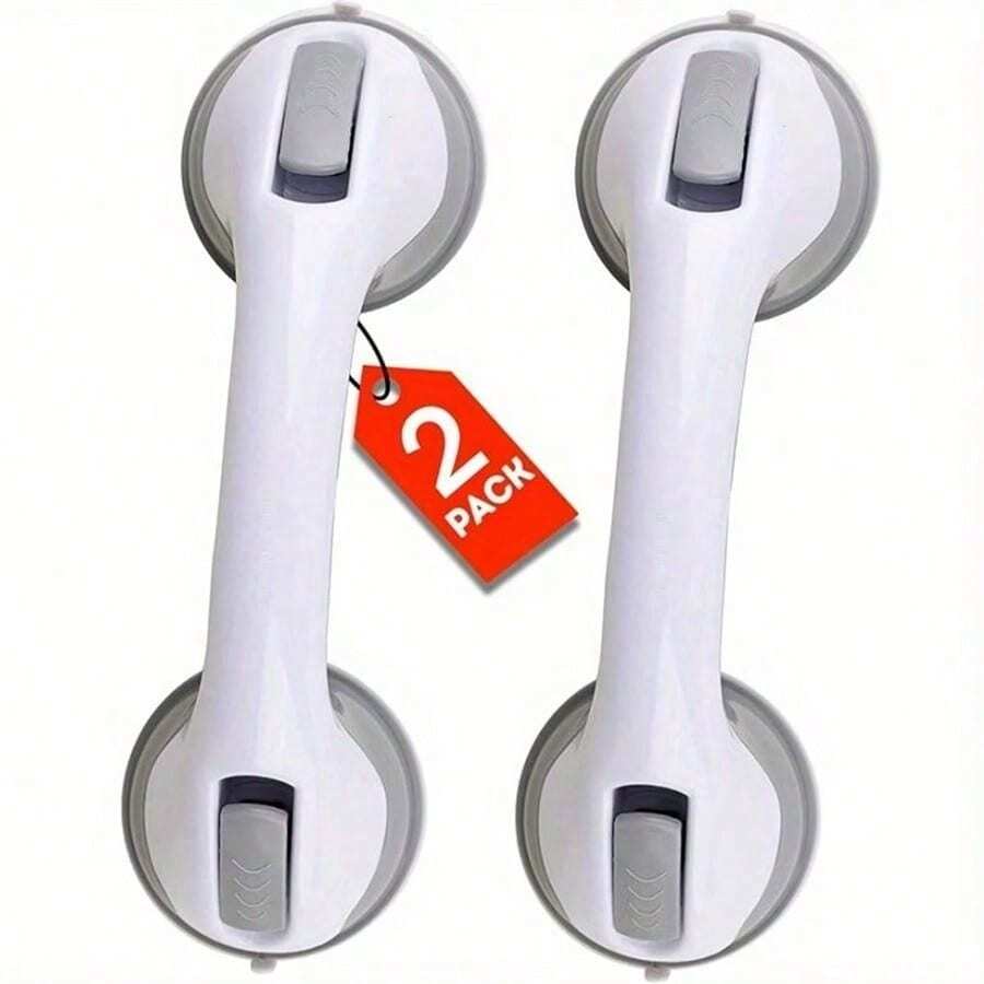 1/2pcs, Shower Handles For Bathtubs And Showers, Suction Grab Bars For Bathrooms,No Drilling Required- Balance Support, Suitable Solely For Tiles, Glass, And Hard Plastic - Grey - View 1