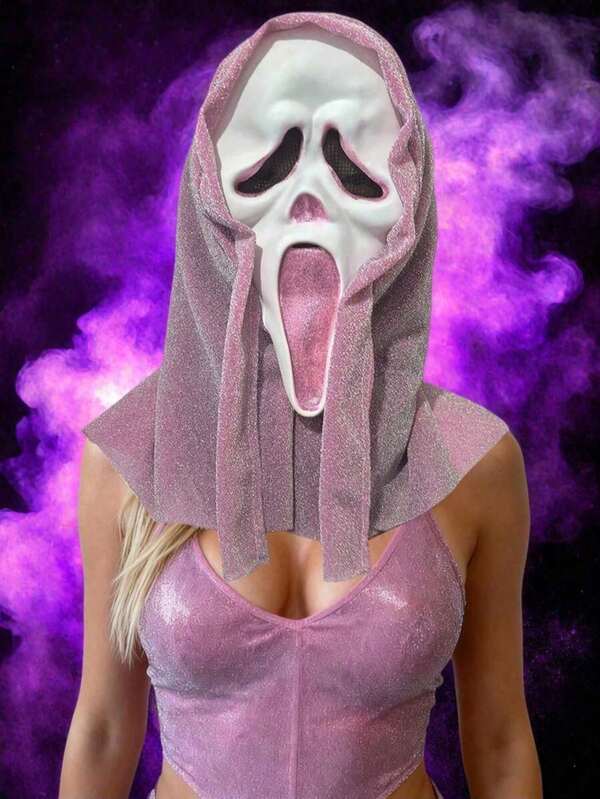 Halloween Decoration Props, Halloween Creative Party Scream Masks, New Glitter Pink Scream Masks, Using High-Quality Latex Professional Titles.