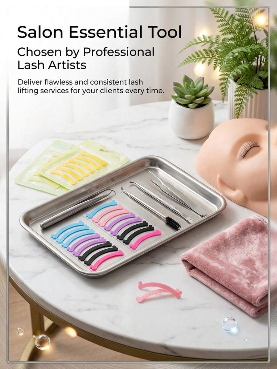 6pcs Eyelash Lift Strips, Ultra-Thin Ultra-Soft Silicone Strips, Suitable For Eyelash Lift, Eyelash Extension, Salon Use, Reusable After Cleaning - Multicolor - View 1
